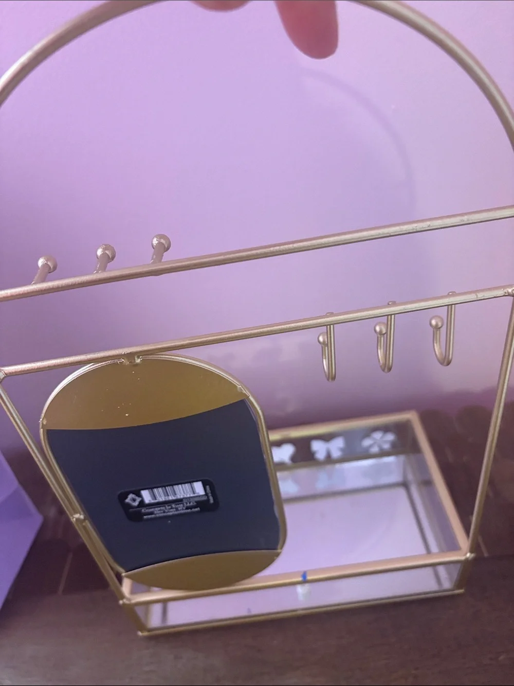 Gold Jewelry Organizer Stand with Oval Mirror